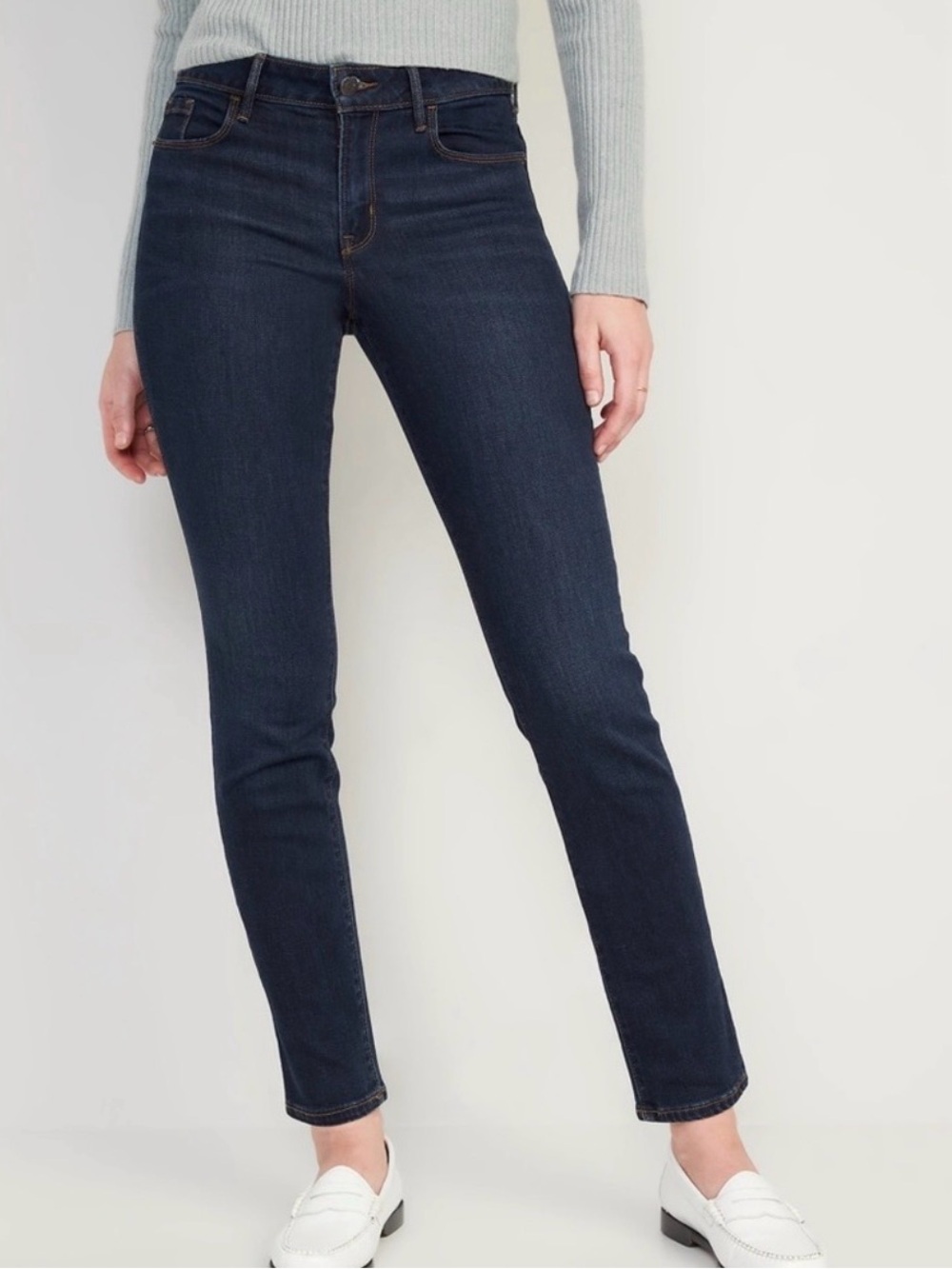 Old Navy Dark Wash Power Slim Straight Leg Jeans 6
